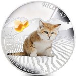 Fiji WILD CAT - FELIS MARGARITA $2 Silver Coin 2013 Gem inlay Proof 1 oz